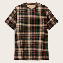 Romwe Guys Plaid Print Tee