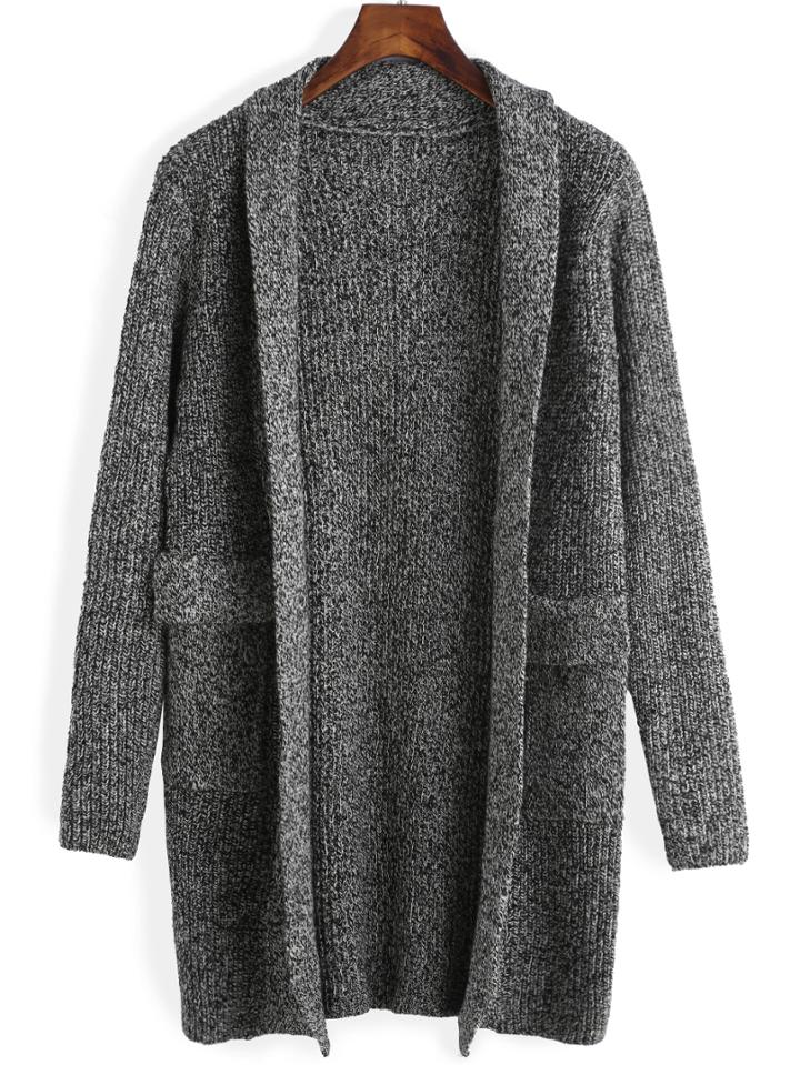 Romwe Pockets Long Sweater Coat