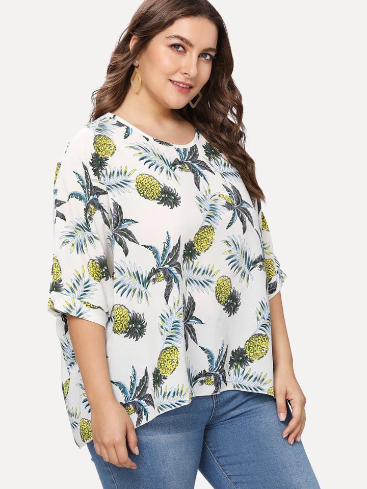 Romwe Pineapple Print Top