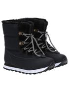 Romwe Black Thick-soled Fur Lace Up Short Boots