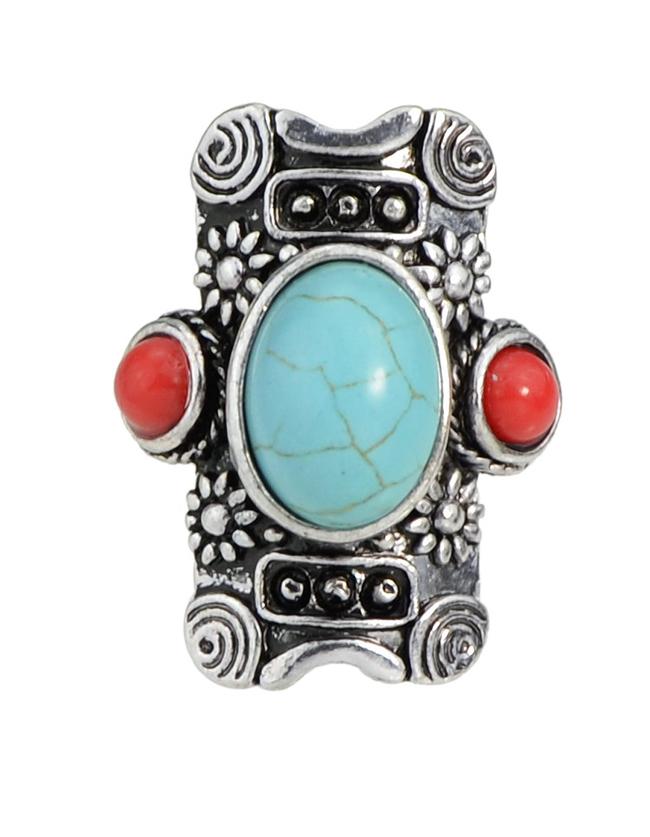 Romwe Turquoise Big Women Ring