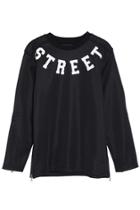 Romwe Street Zippered Black Sweatshirt