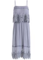 Romwe Spaghetti Strap With Lace Embroidered Dress