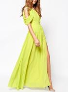 Romwe One-shoulder Split Maxi Dress