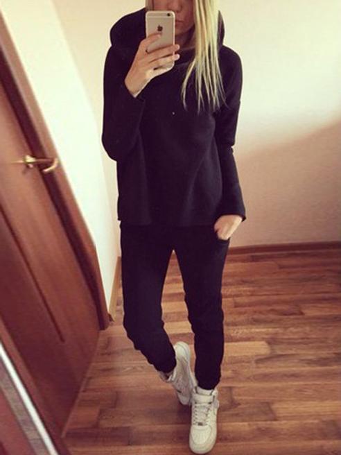 Romwe Hooded Top With Pockets Pant