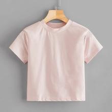 Romwe Pink Pastel Crop Tee