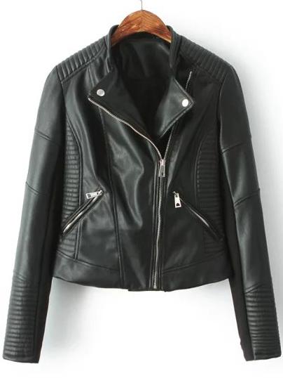 Romwe Stand Collar With Zipper Crop Jacket