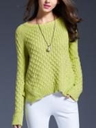 Romwe Raglan Sleeve Asymmetrical Green Sweater