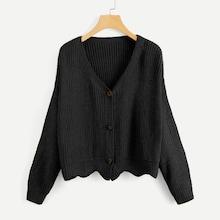 Romwe Scallop Hem Cardigan