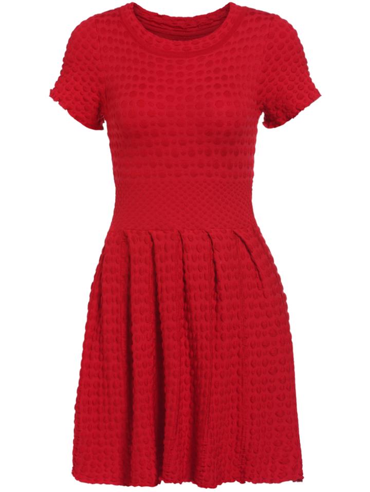 Romwe Short Sleeve Knit Pleated Dress
