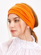 Romwe Orange Wide Plain Yoga Headband