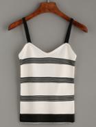 Romwe Black White Striped Spaghetti Strap Knit Vest