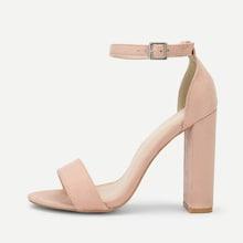 Romwe Two Part Block Heeled Suede Sandals