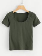 Romwe Scoop Neck Cut Out Back Tee