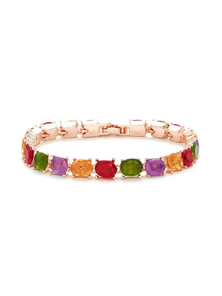 Romwe Rhinestone Decorated Link Bracelet