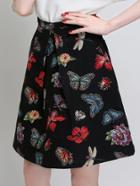 Romwe Butterfly Print A-line Skirt