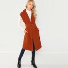 Romwe O-ring Belted Notched Collar Coat