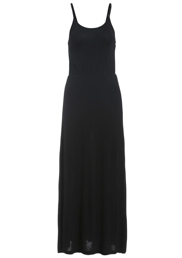 Romwe Spaghetti Strap Maxi Black Dress