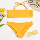 Romwe Detachable Halter Strap Bandeau Bikini Set