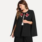 Romwe Plus Appliques Detail Cape Blazer