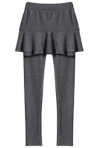 Romwe Flouncing Elastic Dark Grey Skirt Legging