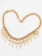 Romwe Charming Style Gold Shine Cross Pendant Necklace