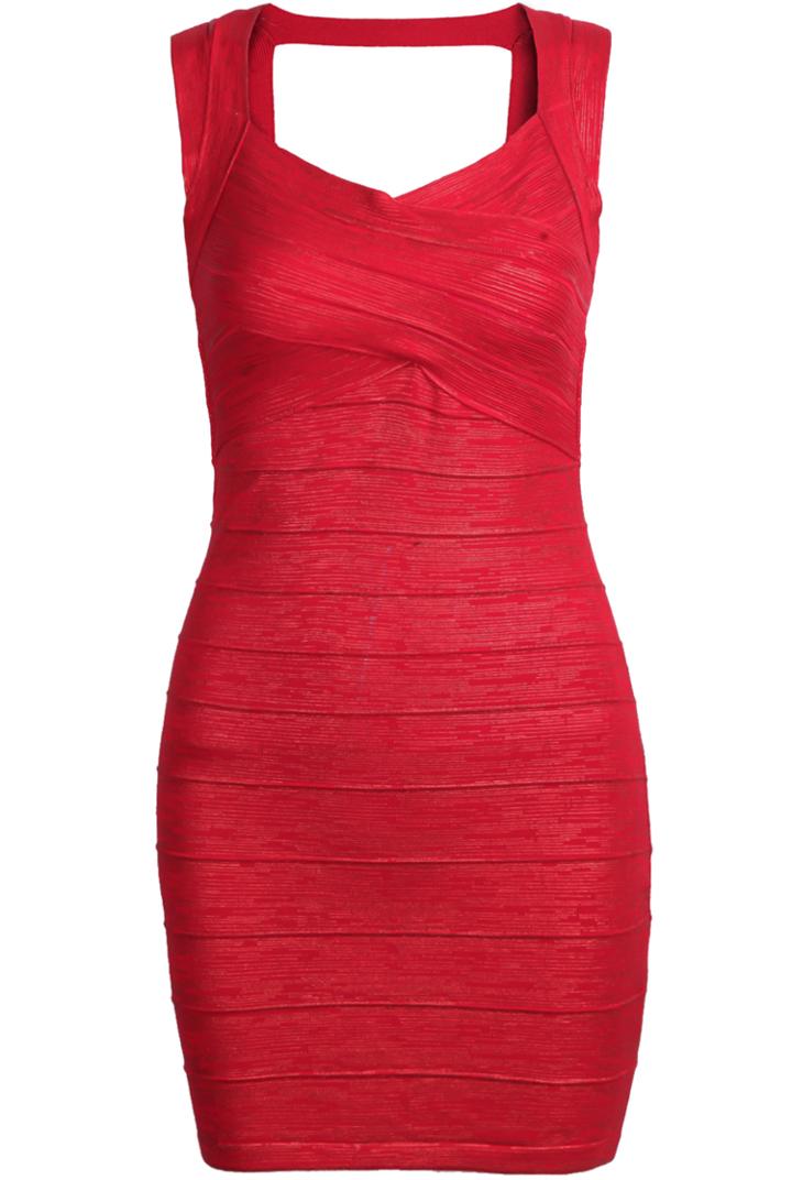 Romwe Sleeveless Bodycon Bandage Red Dress