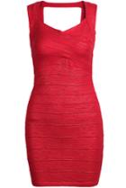 Romwe Sleeveless Bodycon Bandage Red Dress