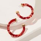 Romwe Metal Detail Marble Cut Hoop Earrings 1pair
