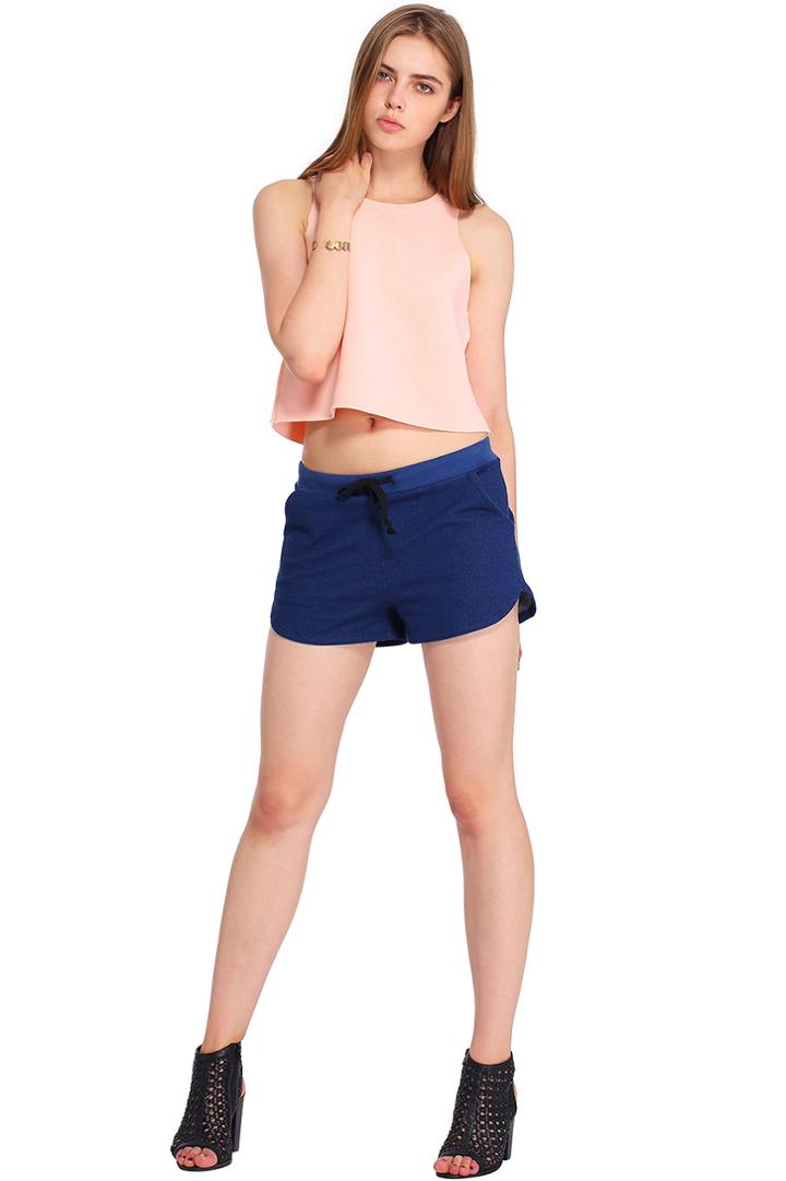 Romwe Romwe Drawstring Denim Shorts