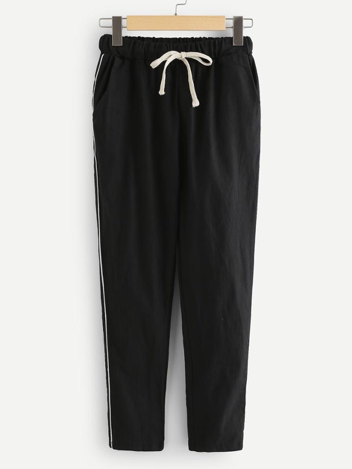 Romwe Stripe Side Self-tie Pants