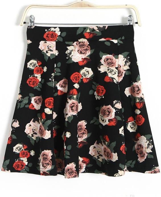 Romwe Floral Print Flouncing Skirt