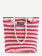 Romwe Red Striped Print Tote Bag