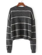 Romwe Drop Shoulder Striped Jumper Sweater