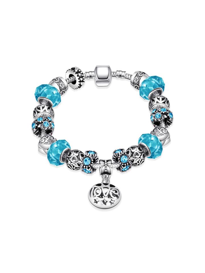 Romwe Heart And Star Design Chain Bracelet With Crystal