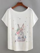 Romwe Bunny Print T-shirt