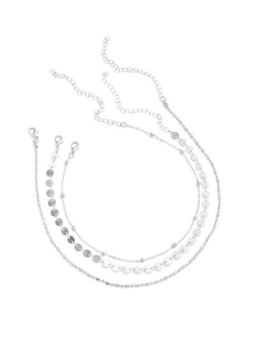 Romwe Sequin & Beaded Chain Necklace Set 3pcs