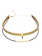 Romwe Gold Double Layer Metal Trim Choker Necklace