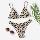 Romwe Random Leopard Print Triangle Bikini Set