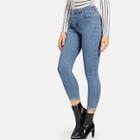 Romwe Button Front Ankle Jeans