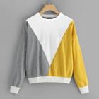 Romwe Cut And Sew Panel Colorblock Sweatshirt