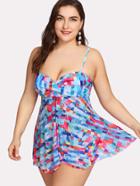 Romwe Colorblock Swim Dress Set