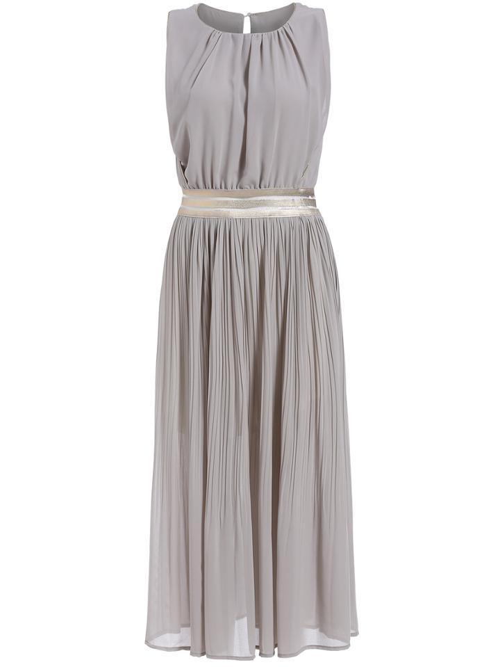 Romwe Sleeveless Hollow Back Pleated Dress