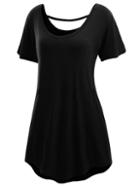 Romwe Black Scoop Neck T-shirt Dress