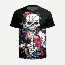 Romwe Guys Halloween And Flower Print Tee