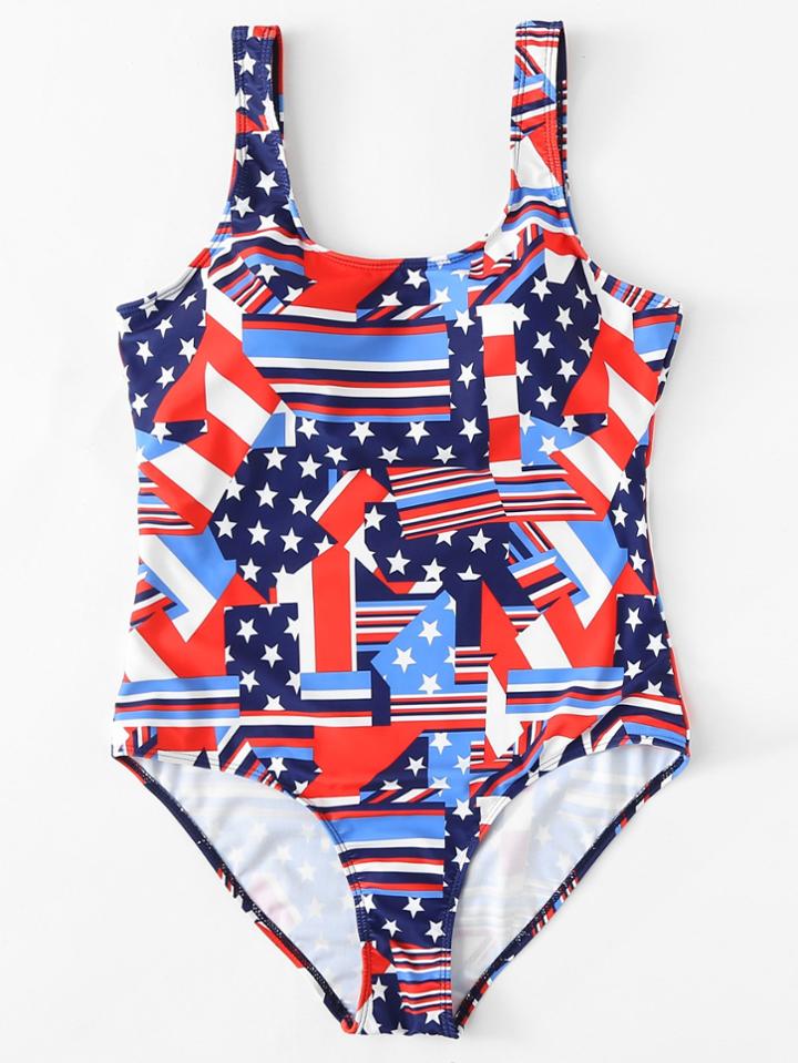 Romwe Star & Striped Swimsuit