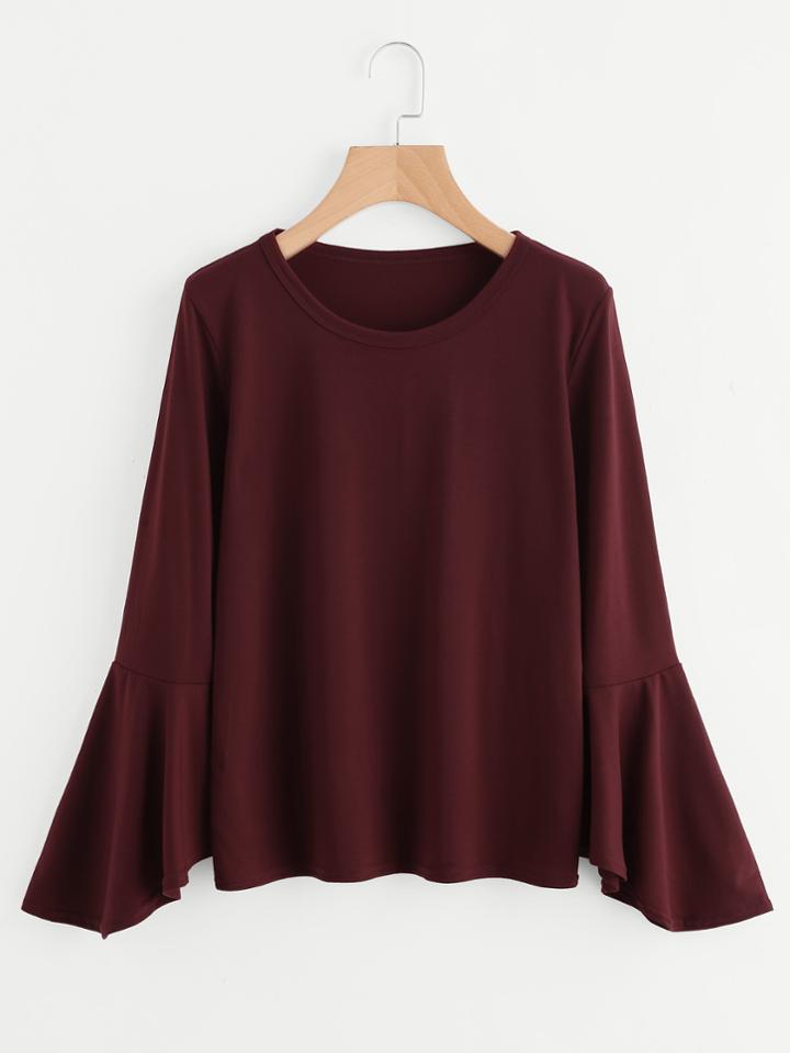 Romwe Fluted Sleeve T-shirt