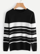 Romwe Striped Jersey Sweater