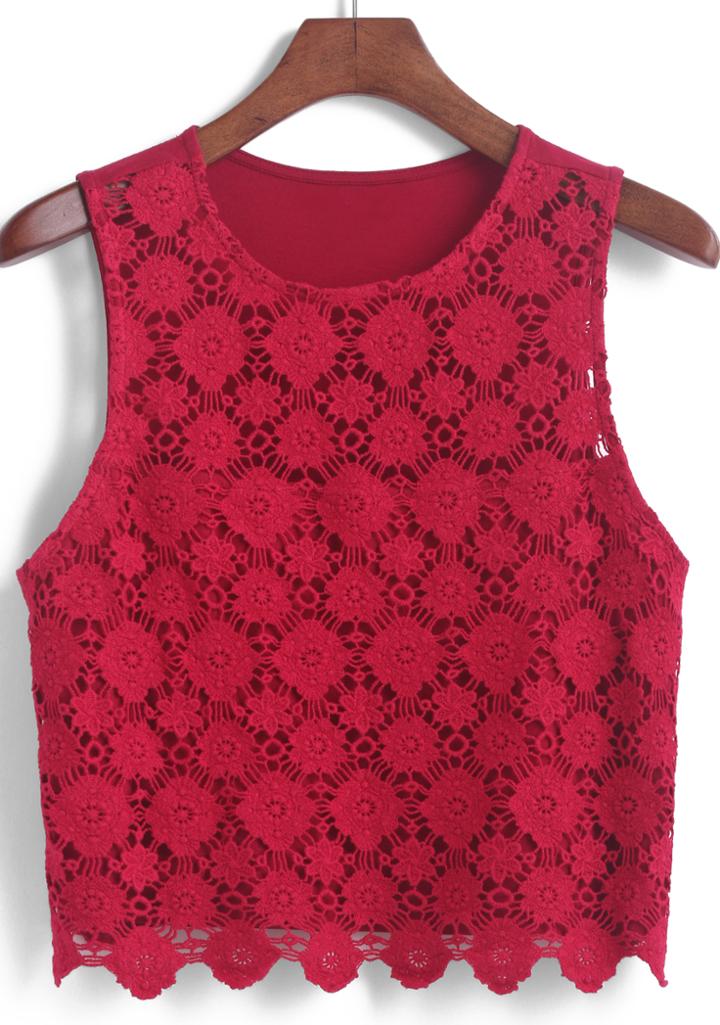 Romwe Lace Crop Tank Top