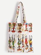 Romwe Character Print Linen Shopping Bag